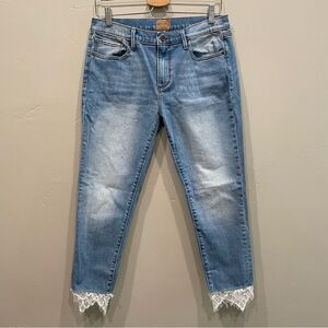 DRIFTWOOD Blue Ankle & Cropped Jeans with Lace Hem